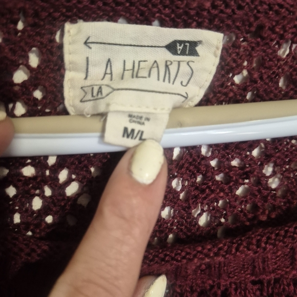 LA Hearts Burgundy Open-Knit Boho Sweater - Picture 2 of 4